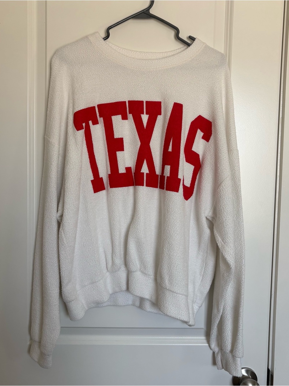 Bucket list White and Red Texas corded crewneck sweatshirt size L large